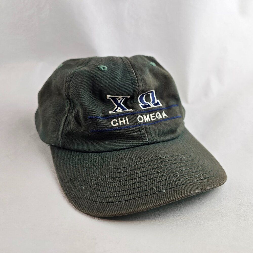 Chi Omega Sorority Hat Womens Adjustable Green Snapback Baseball Cap Embroidered